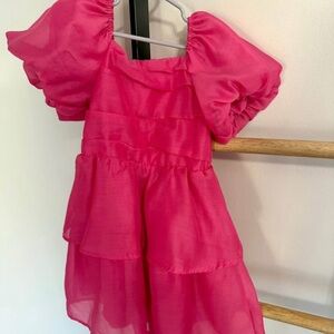 Vibrant Pink Puff Sleeve Dress